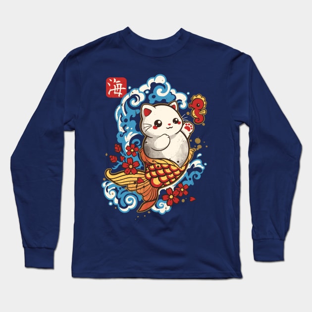 Cat mermaid Long Sleeve T-Shirt by NemiMakeit